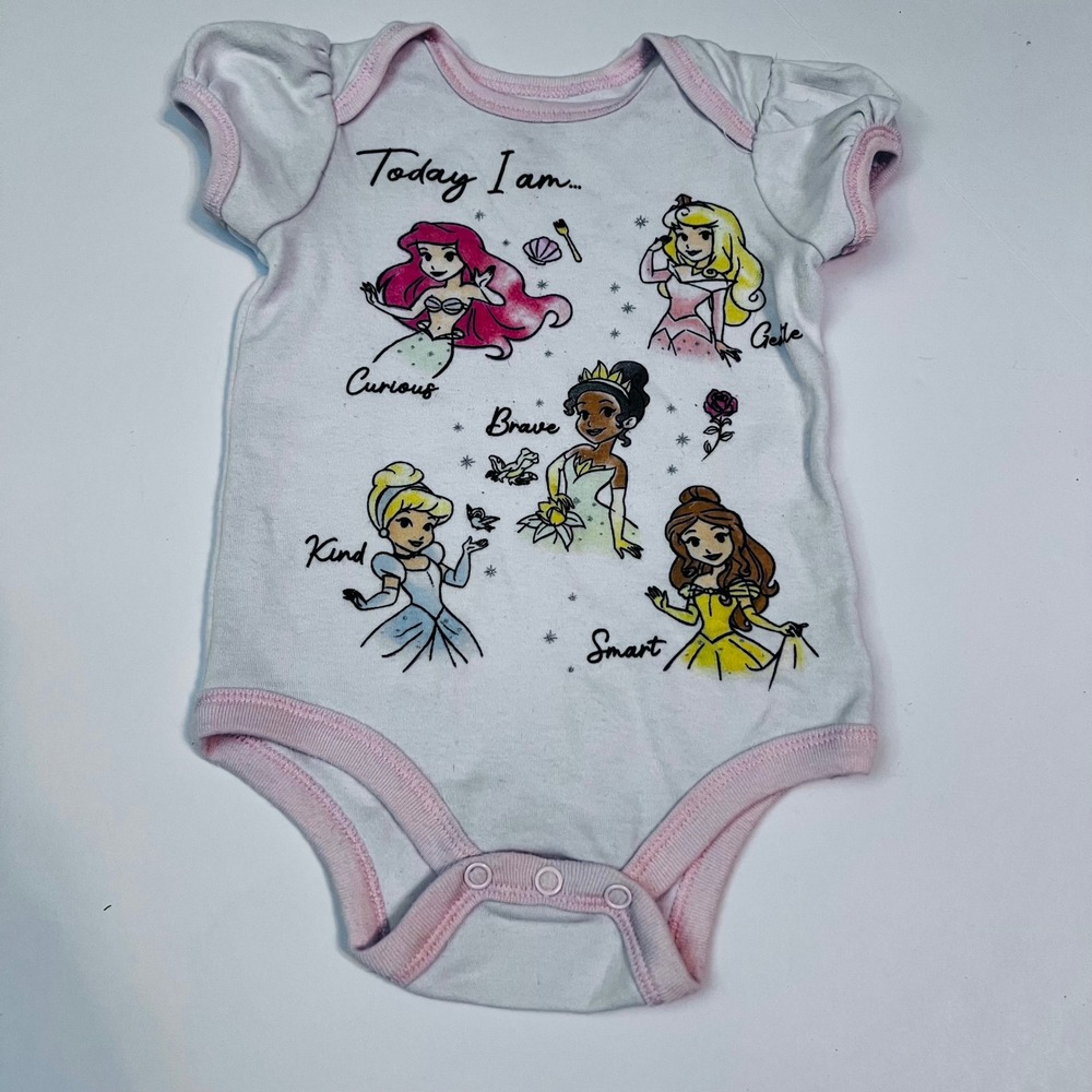 Disney Baby Princess Bodysuit 12M Ariel Belle Tiana Aurora Cinderella